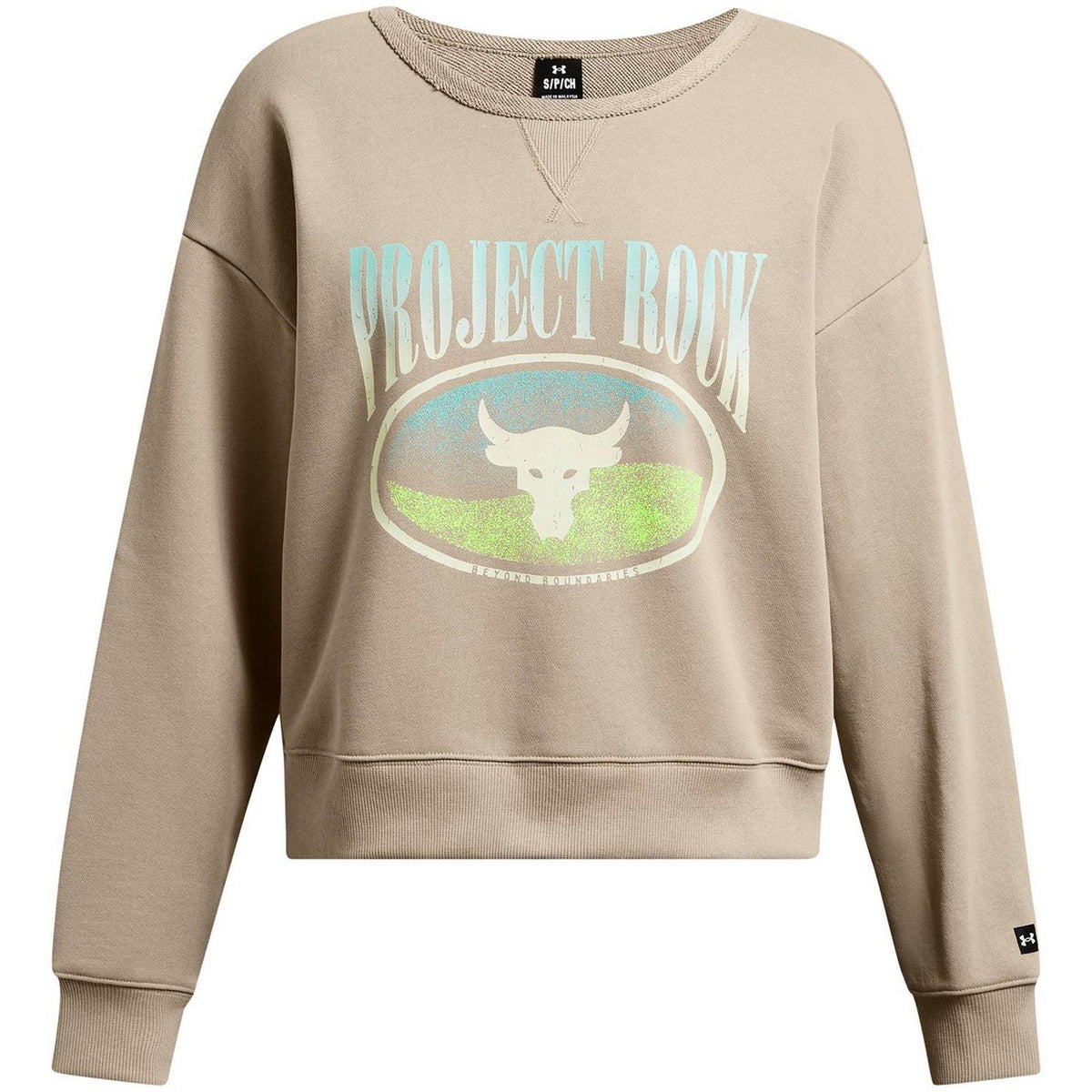 Brown - Front - Under Armour Womens-Ladies Project Rock Bull Skull French Terry Sweatshirt