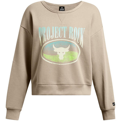 Brown - Front - Under Armour Womens-Ladies Project Rock Bull Skull French Terry Sweatshirt