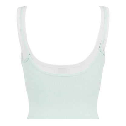 Mint Green-White - Back - PE Nation Womens-Ladies Rubberised Logo Layered Fitted Tank Top