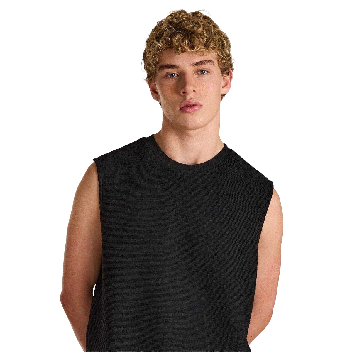 Black - Side - Prevu Mens Ottoman Tank Top
