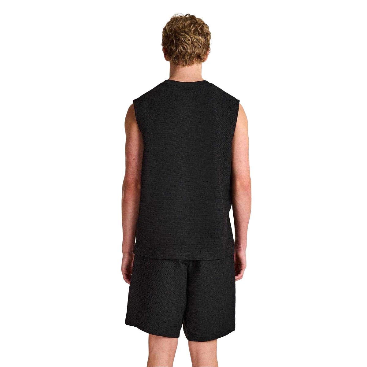 Black - Pack Shot - Prevu Mens Ottoman Tank Top