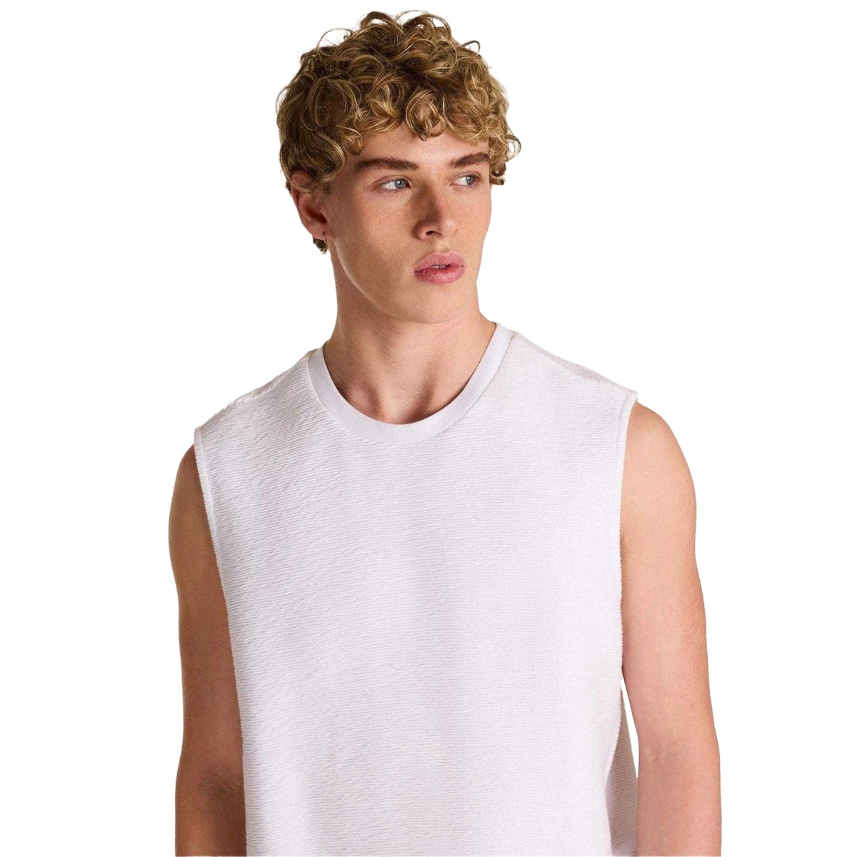 White - Side - Prevu Mens Ottoman Tank Top