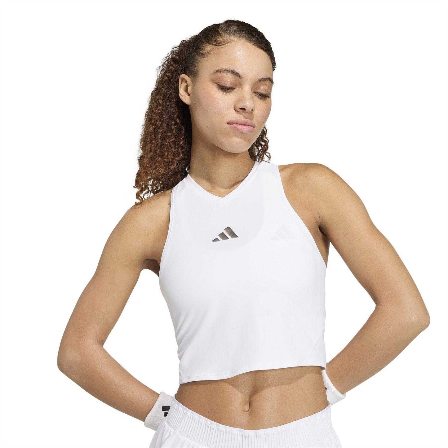 White - Side - Adidas Womens-Ladies Climacool Sleeveless Tank Top