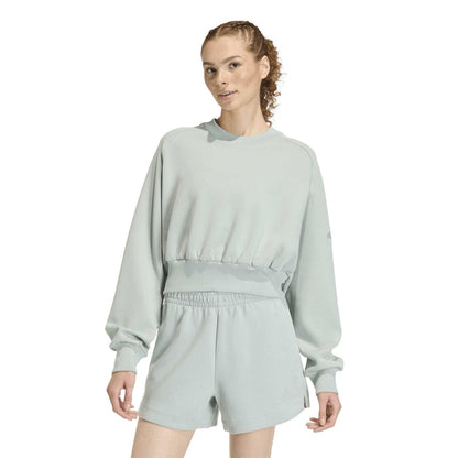 Sage - Pack Shot - Adidas Womens-Ladies Crop Sweatshirt