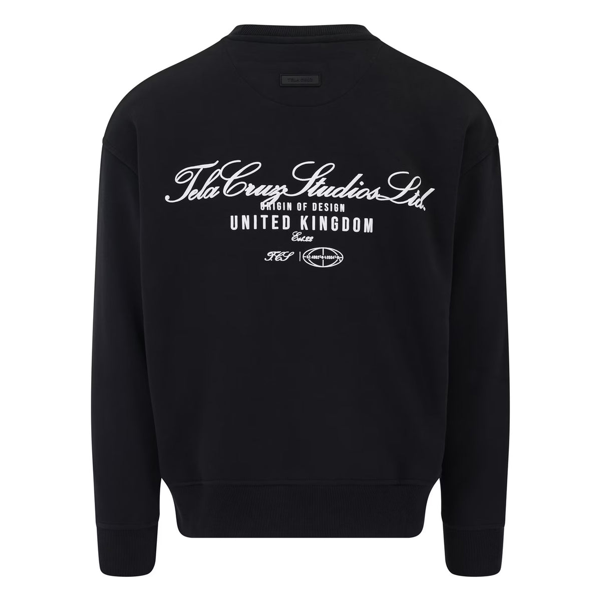 Black - Back - Tela Cruz Mens Studio Crew Neck Relaxed Fit Sweatshirt