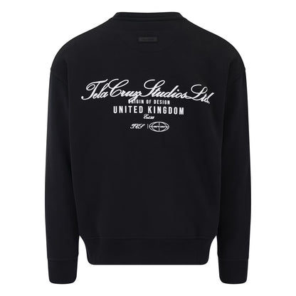 Black - Back - Tela Cruz Mens Studio Crew Neck Relaxed Fit Sweatshirt