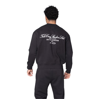 Black - Pack Shot - Tela Cruz Mens Studio Crew Neck Relaxed Fit Sweatshirt