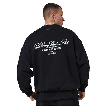 Black - Back - Tela Cruz Mens Crew Neck Tailored Sweatshirt