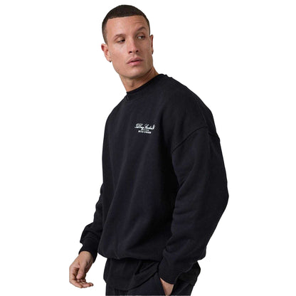 Black - Side - Tela Cruz Mens Crew Neck Tailored Sweatshirt