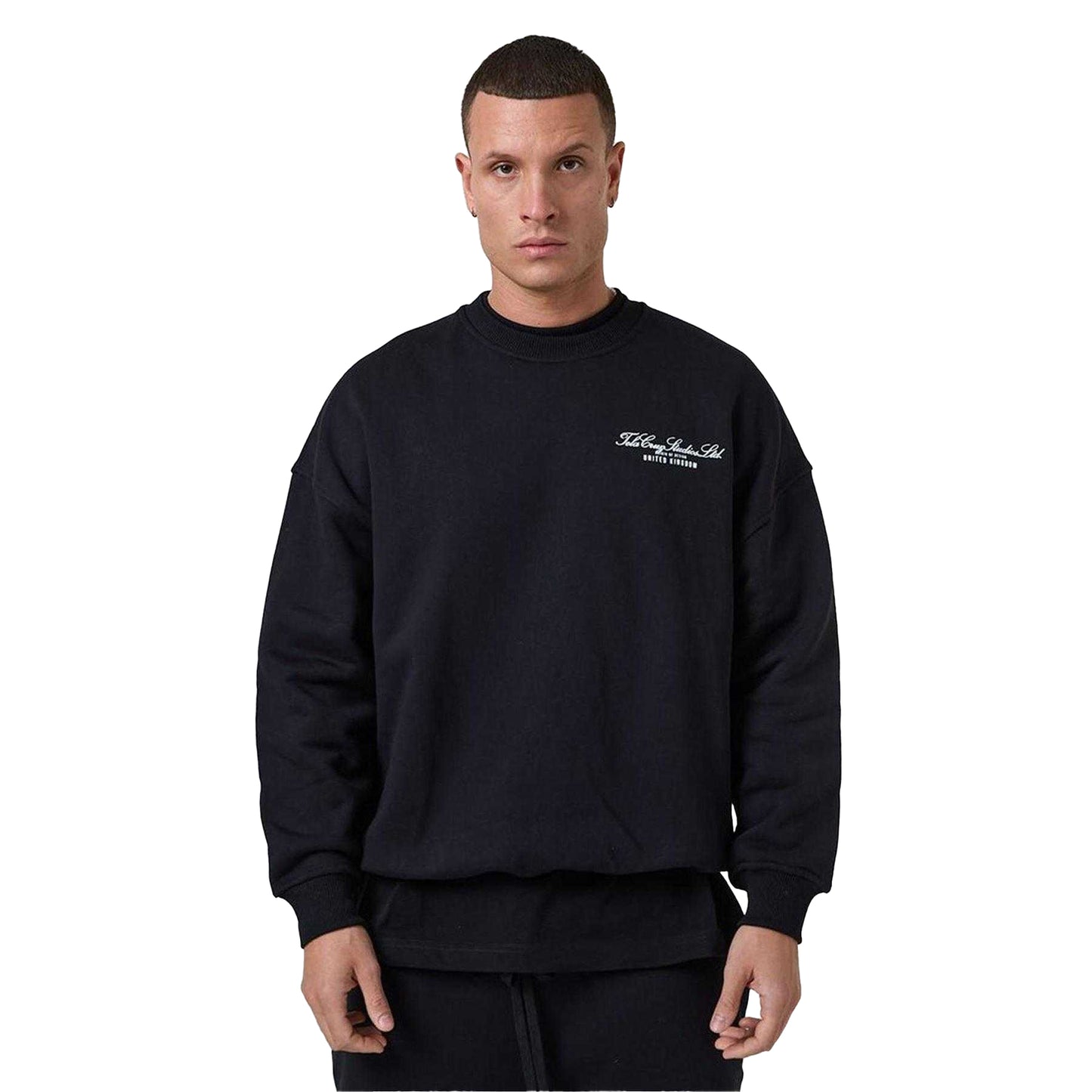 Black - Front - Tela Cruz Mens Crew Neck Tailored Sweatshirt
