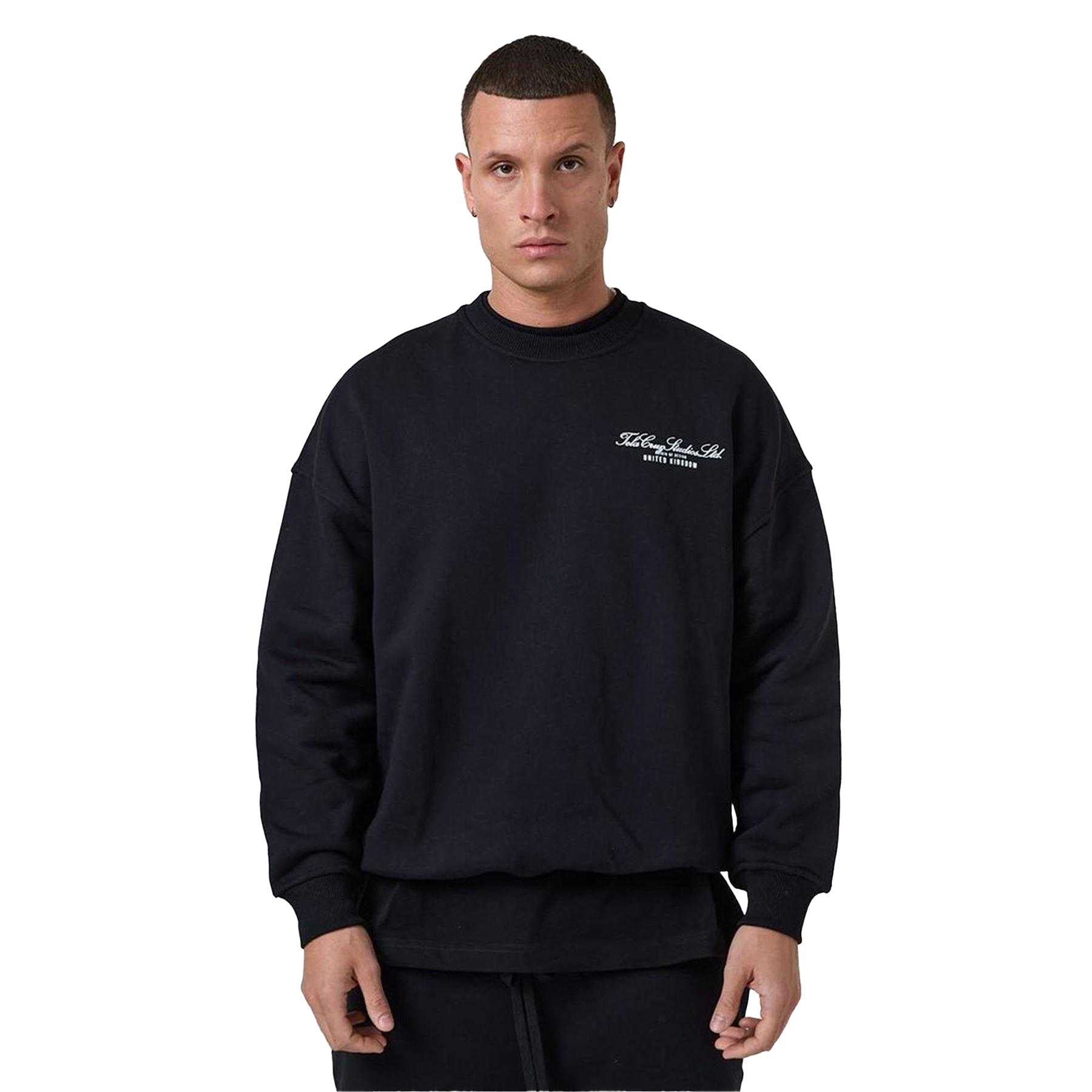 Black - Front - Tela Cruz Mens Crew Neck Tailored Sweatshirt