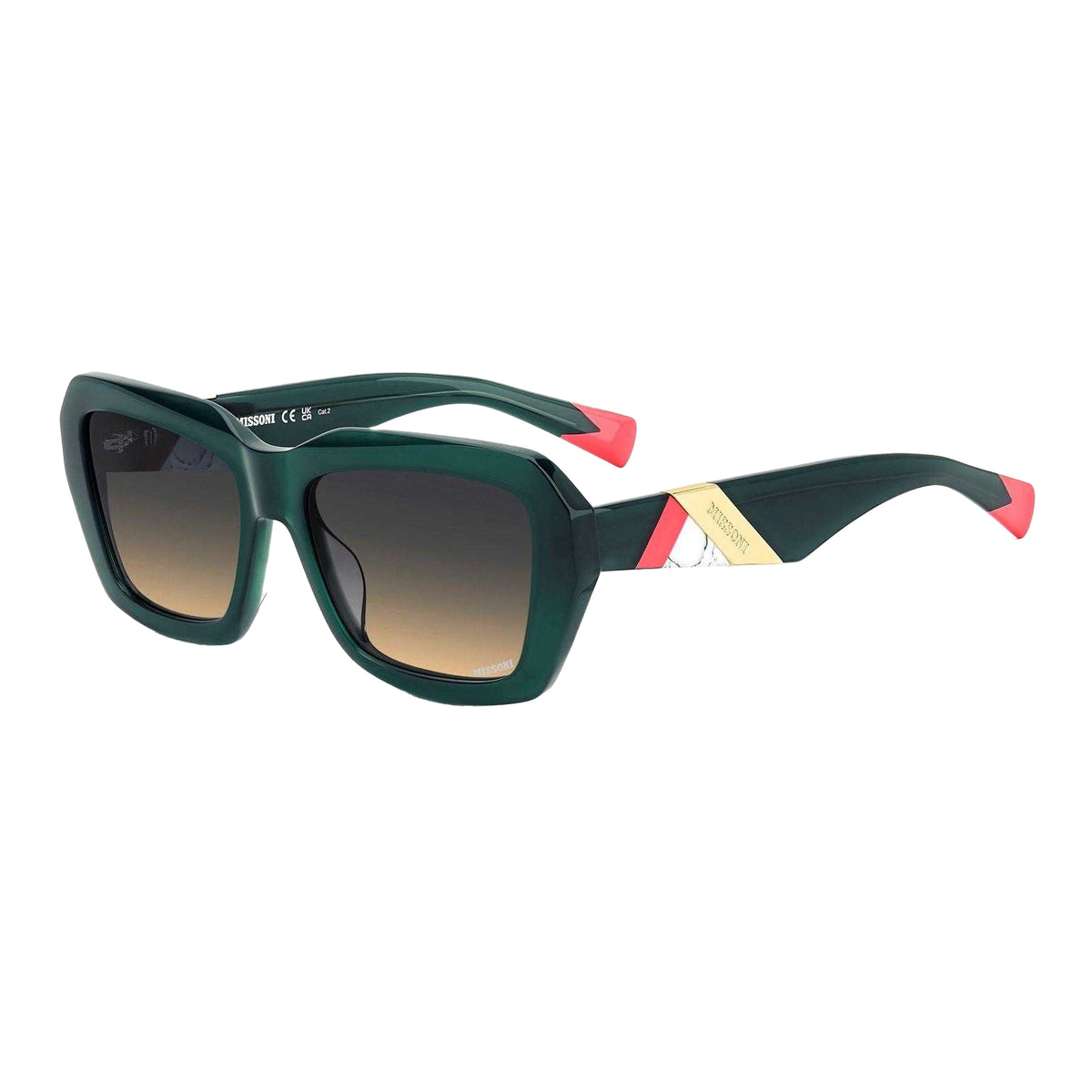 Green - Front - Missoni Mens Round Rectangular Sunglasses