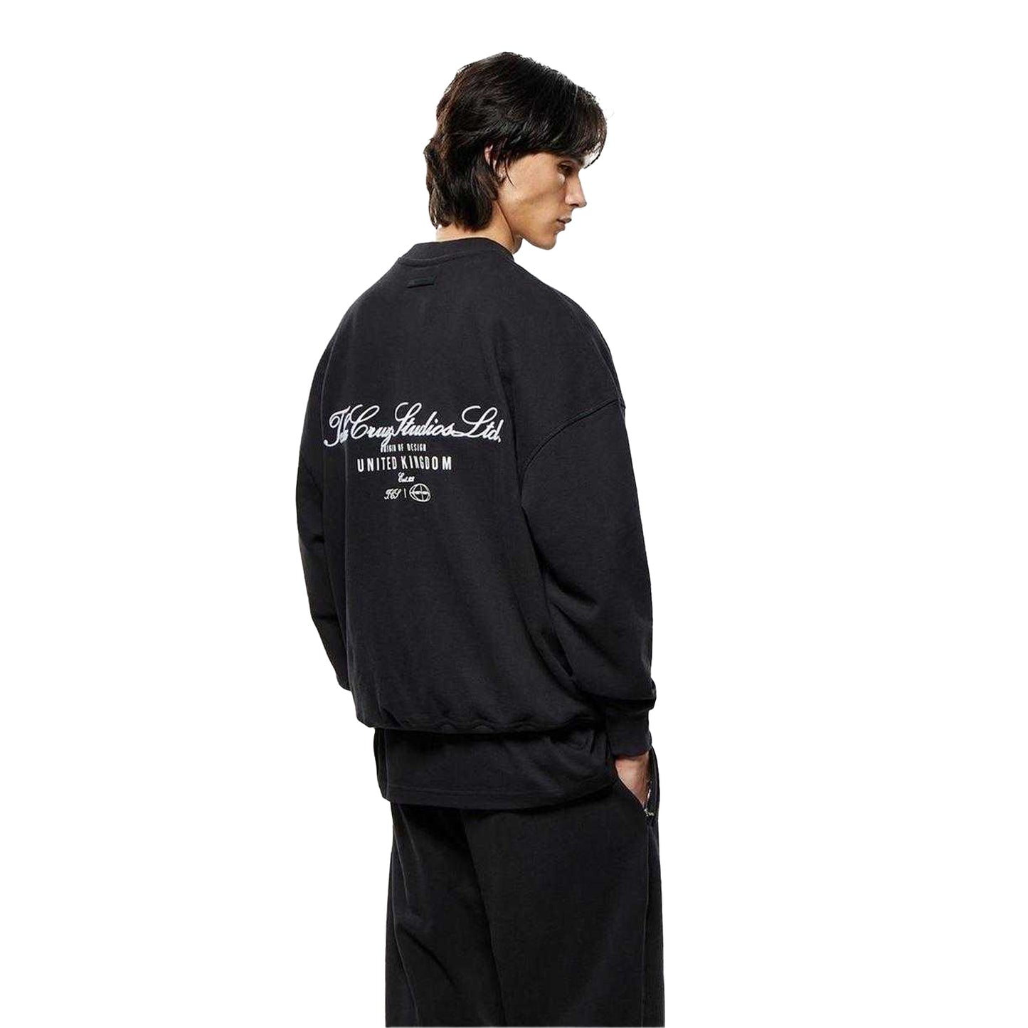 Black - Back - Tela Cruz Mens Studio Crew Neck Sweatshirt