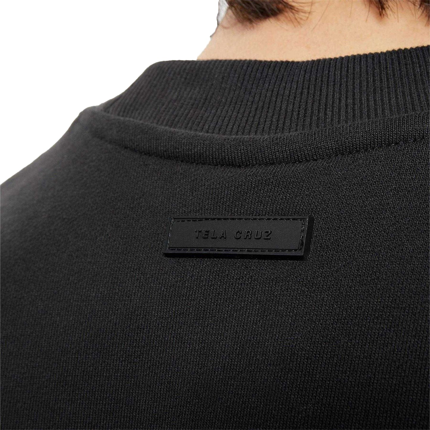 Black - Pack Shot - Tela Cruz Mens Studio Crew Neck Sweatshirt