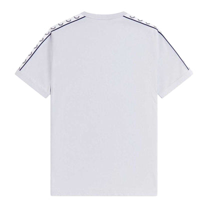 Dusky Blue - Back - Fred Perry Mens Ringer Embroidered Logo T-Shirt