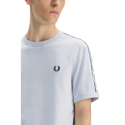 Dusky Blue - Lifestyle - Fred Perry Mens Ringer Embroidered Logo T-Shirt