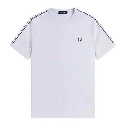 Dusky Blue - Front - Fred Perry Mens Ringer Embroidered Logo T-Shirt