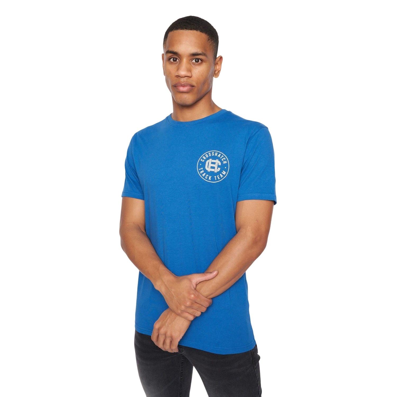 White-Red-Yellow-Royal Blue-Light Blue - Lifestyle - Crosshatch Mens Weymouth T-Shirt (Pack of 5)