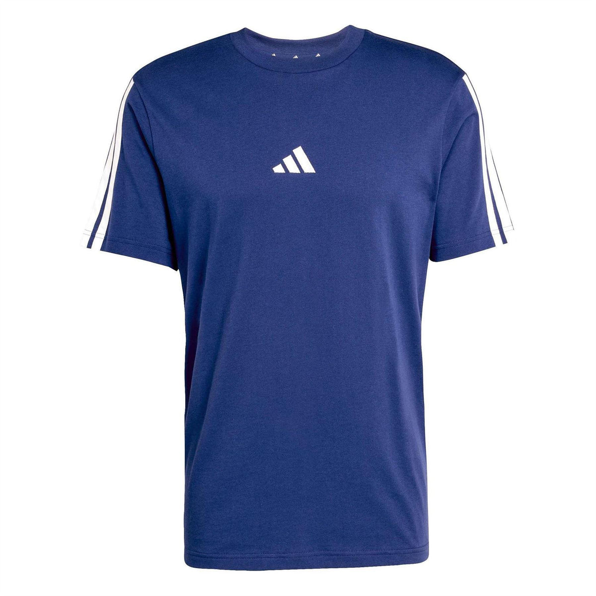 Dark Blue-White - Front - Adidas Mens 3 Stripes T-Shirt