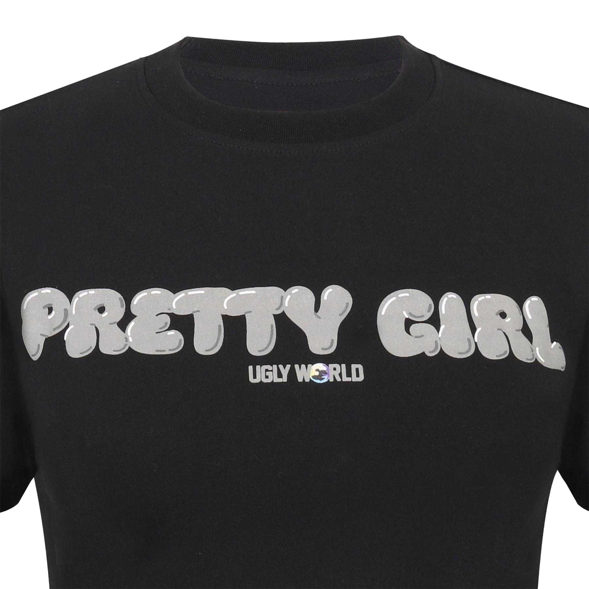 Black-Grey - Side - Pretty Boy Ugly World Womens-Ladies Slim Crop Top