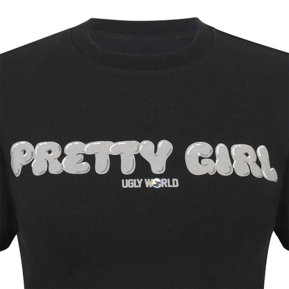 Black-Grey - Side - Pretty Boy Ugly World Womens-Ladies Slim Crop Top