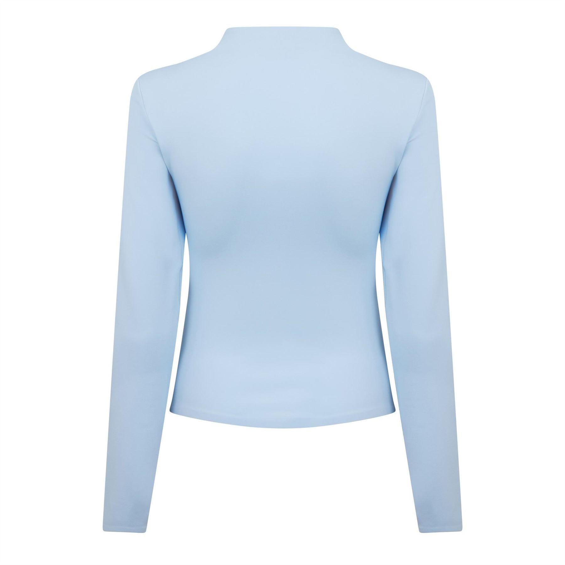 Celestial Blue - Back - Nike Womens-Ladies Mock Neck Fitted Long-Sleeved Top