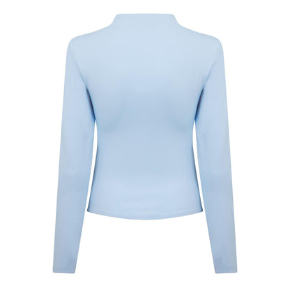 Celestial Blue - Back - Nike Womens-Ladies Mock Neck Fitted Long-Sleeved Top