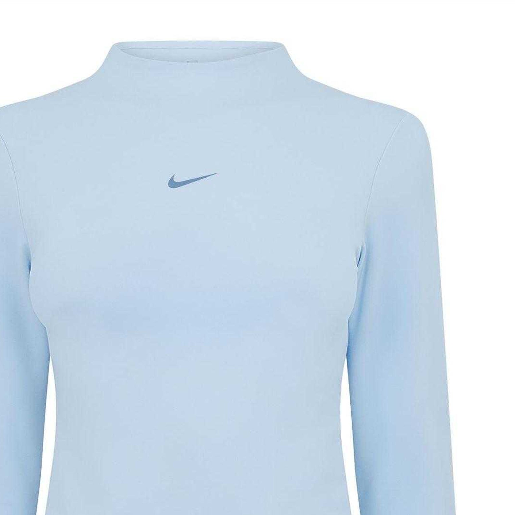 Celestial Blue - Side - Nike Womens-Ladies Mock Neck Fitted Long-Sleeved Top