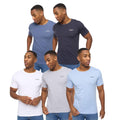White-Navy-Denim-Blue-Grey Marl - Front - Crosshatch Mens Basicblues T-Shirt (Pack of 5)