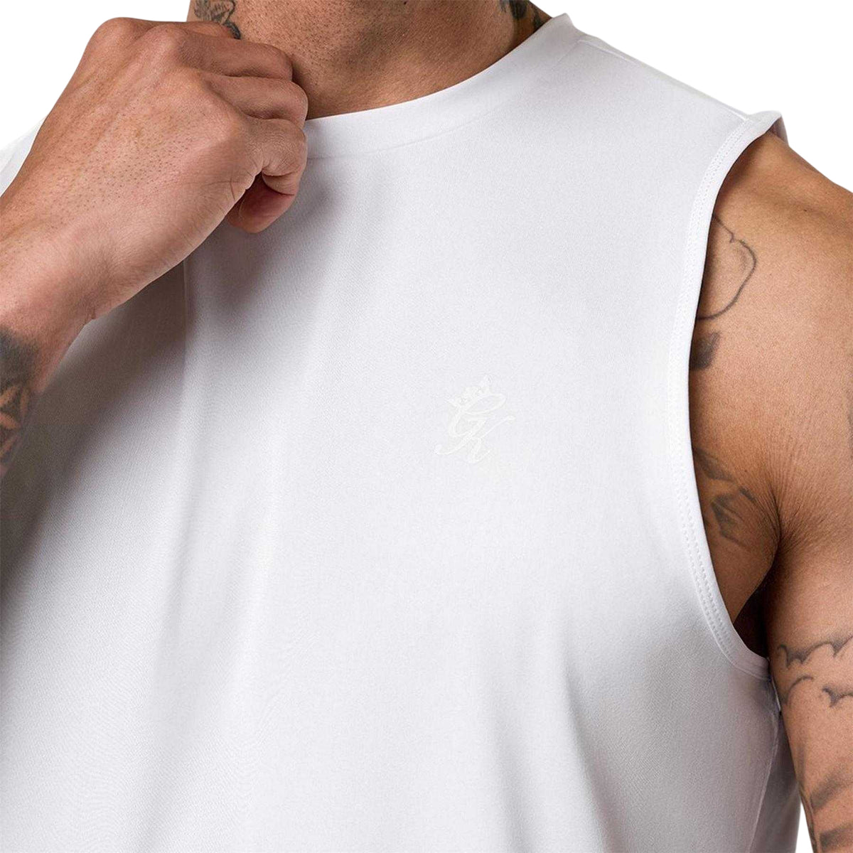 White - Side - Gym King Mens Victory Tank Top