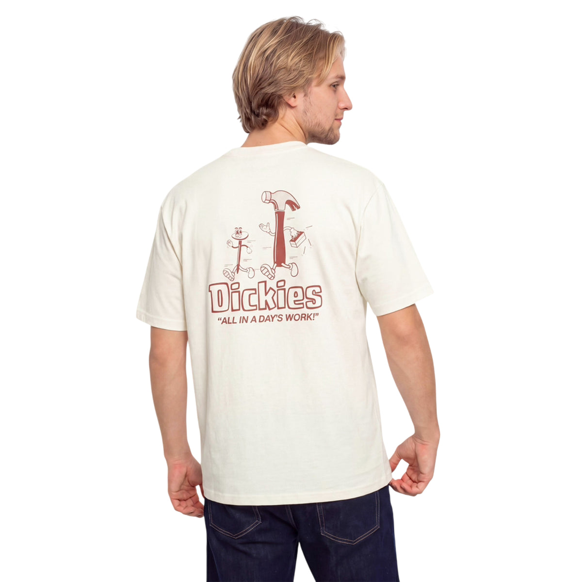Egret - Lifestyle - Dickies Mens Logo Cotton Blend Regular T-Shirt