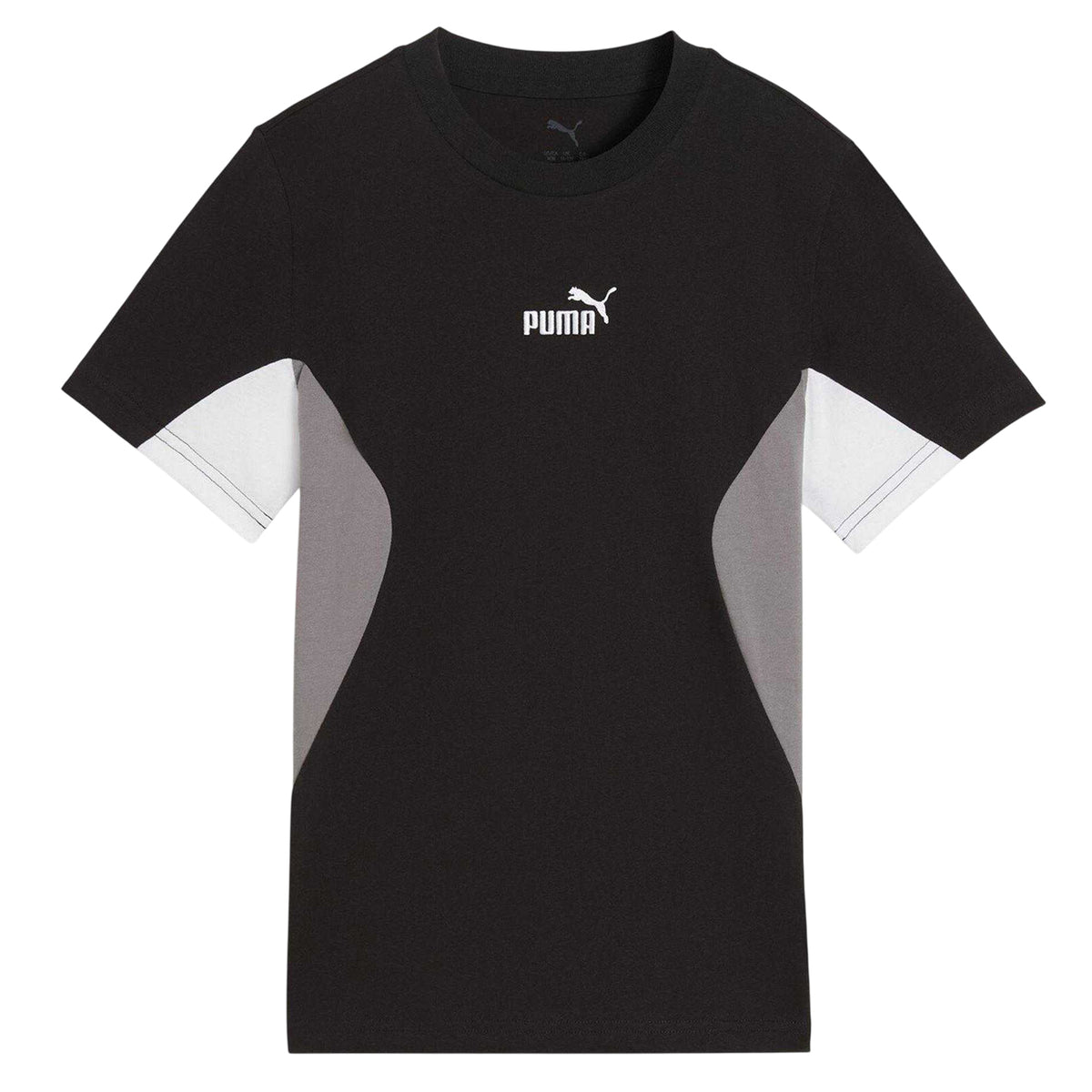 Black-White-Grey - Front - Puma Childrens-Kids Colour Block T-Shirt