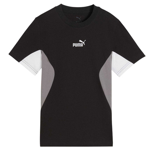 Black-White-Grey - Front - Puma Childrens-Kids Colour Block T-Shirt