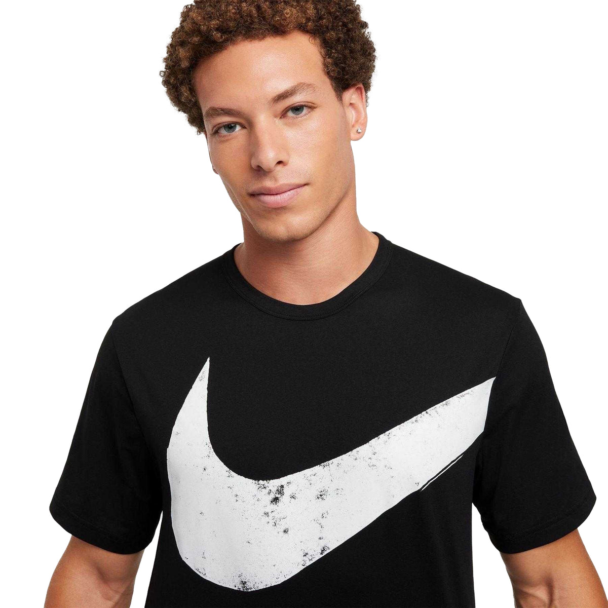 Black-White - Side - Nike Mens Hyverse Distressed Logo T-Shirt