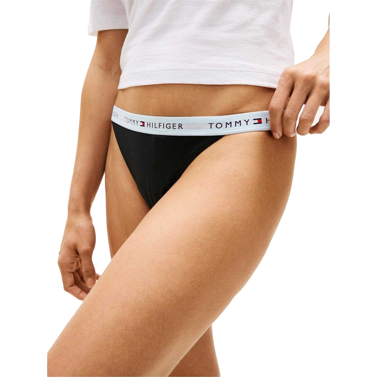 Pink-Blue-White - Back - Tommy Hilfiger Womens-Ladies Cotton Blend Thong
