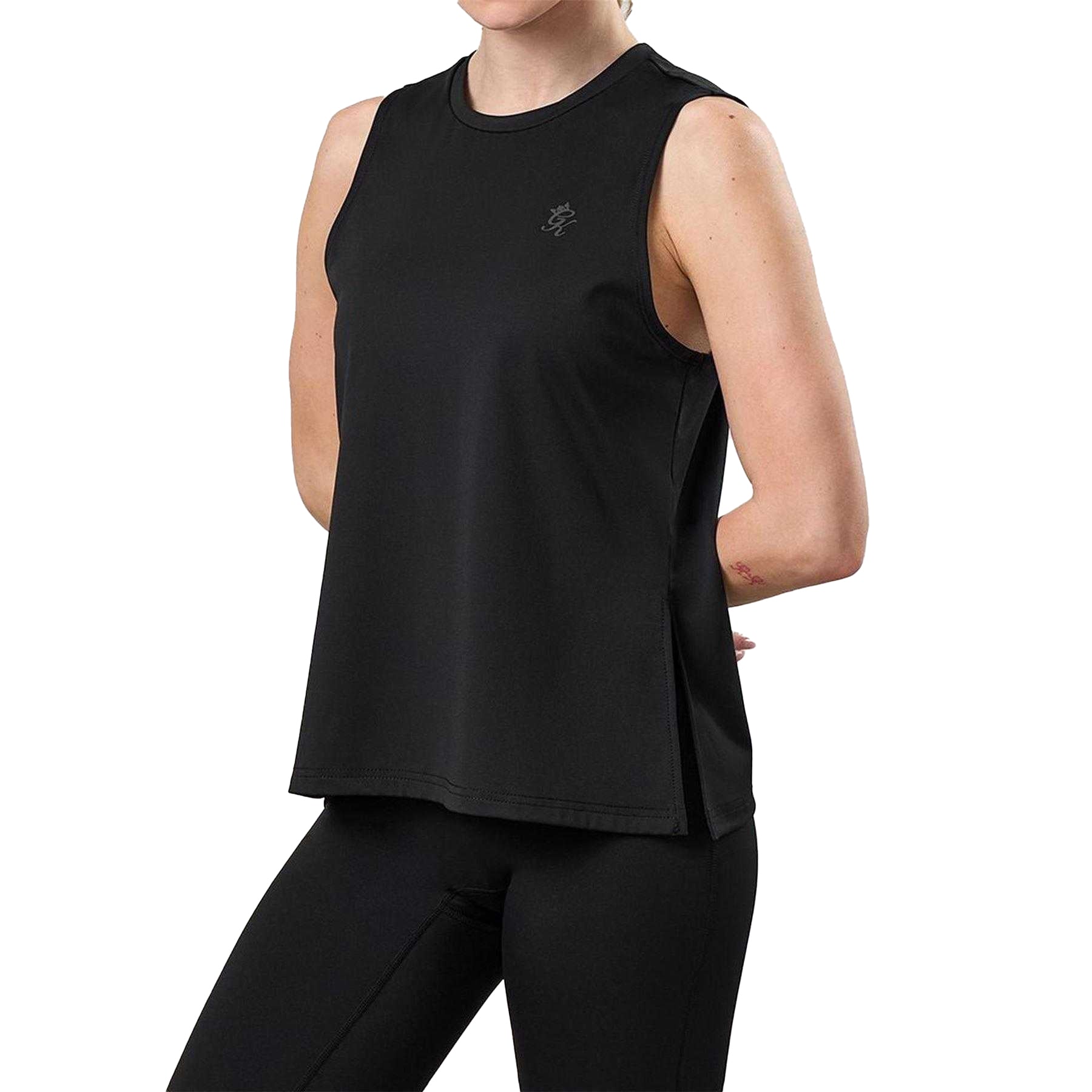 Black - Lifestyle - Gym King Womens-Ladies Victory Split Hem Tank Top