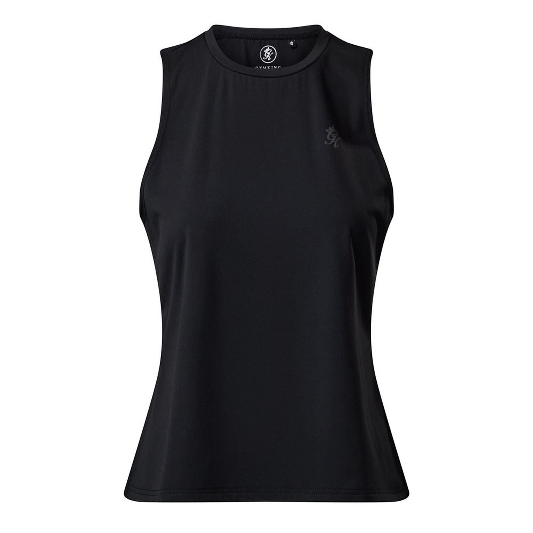 Black - Front - Gym King Womens-Ladies Victory Split Hem Tank Top