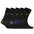 Black - Front - Lyle & Scott Mens Contrast Crew Socks (Pack of 5)