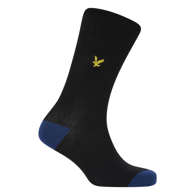 Black - Side - Lyle & Scott Mens Contrast Crew Socks (Pack of 5)
