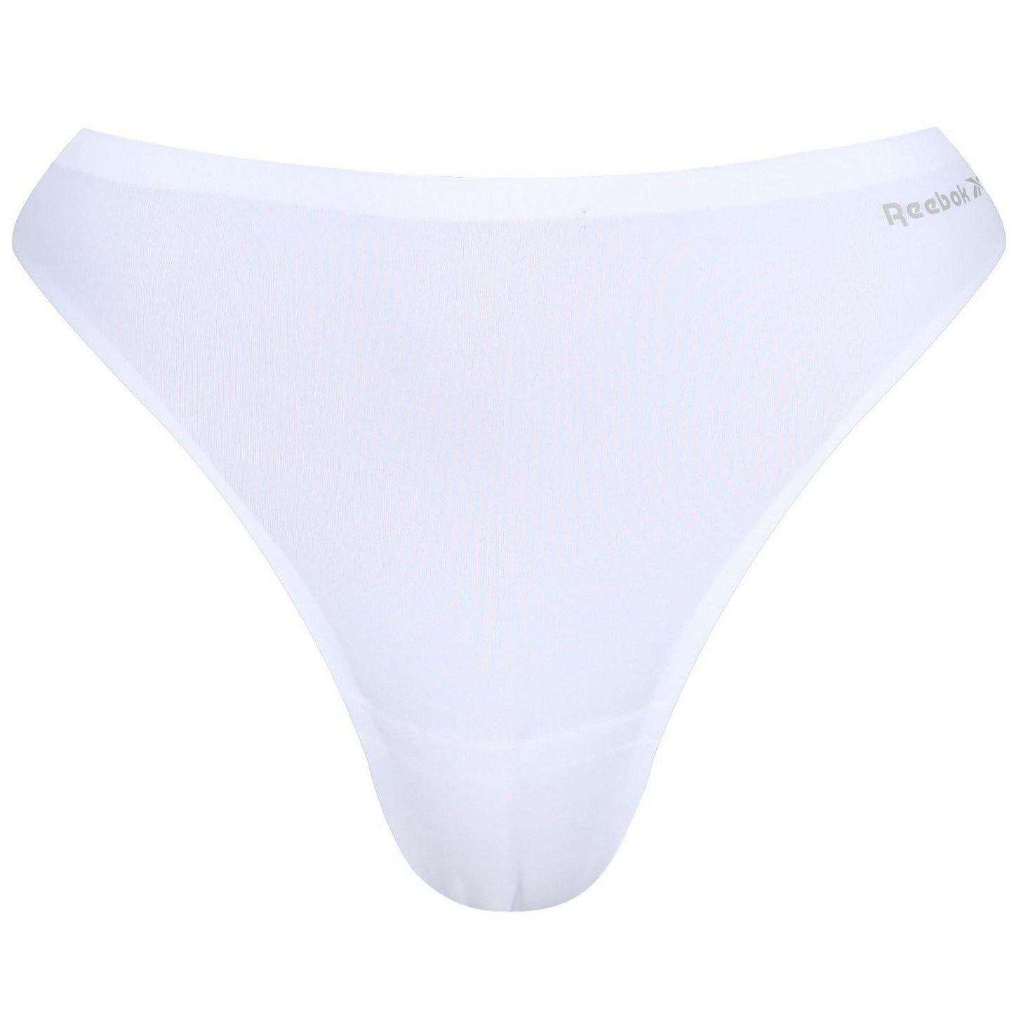 Black-White-Grey - Side - Reebok Womens-Ladies Logo Thong (Pack of 3)