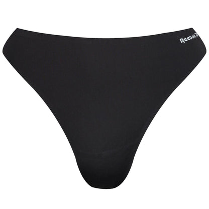 Black-White-Grey - Lifestyle - Reebok Womens-Ladies Logo Thong (Pack of 3)