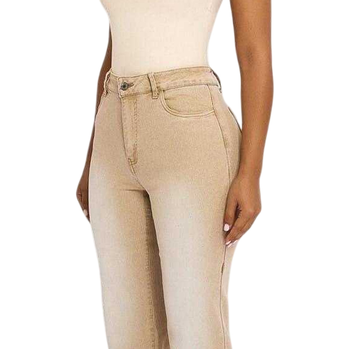 Beige - Side - Mars The Label Womens-Ladies Cindy Straight Leg Jeans