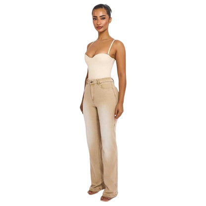 Beige - Lifestyle - Mars The Label Womens-Ladies Cindy Straight Leg Jeans