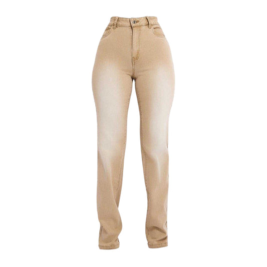 Beige - Front - Mars The Label Womens-Ladies Cindy Straight Leg Jeans