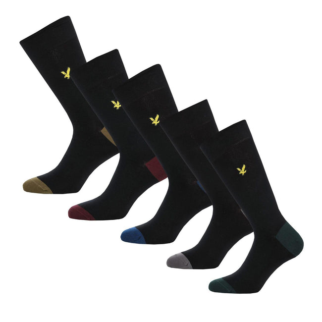 Black - Back - Lyle & Scott Mens Contrast Crew Socks (Pack of 5)