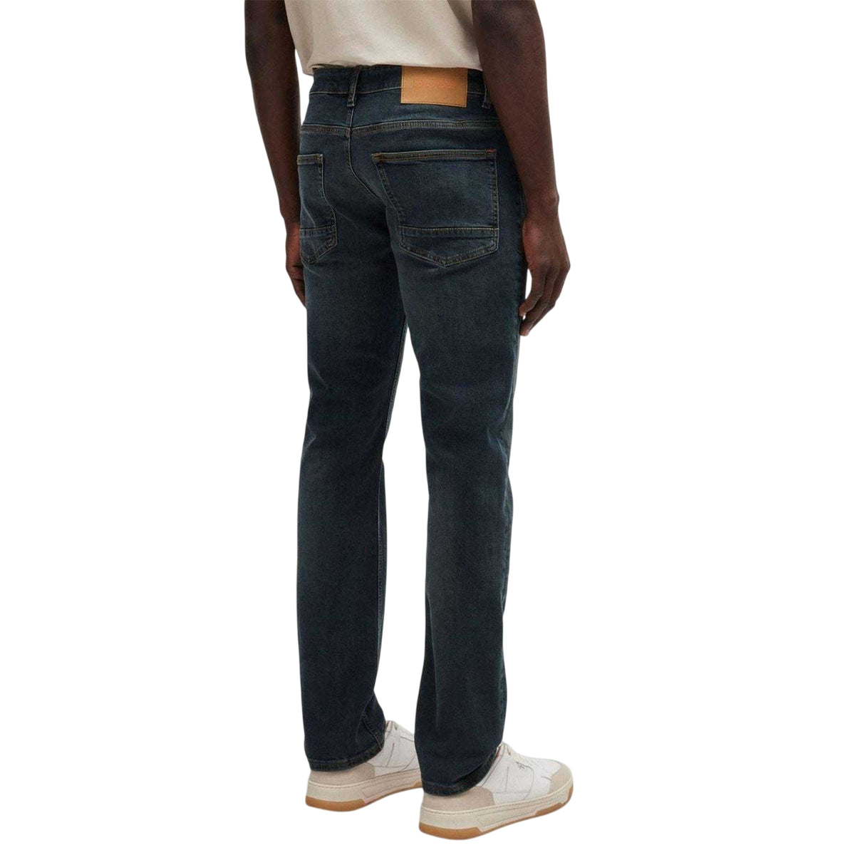 Dark Blue - Back - Boss Mens Delaware Denim Plain Slim Jeans