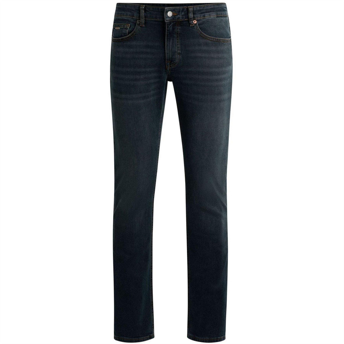 Dark Blue - Front - Boss Mens Delaware Denim Plain Slim Jeans