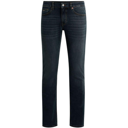 Dark Blue - Front - Boss Mens Delaware Denim Plain Slim Jeans
