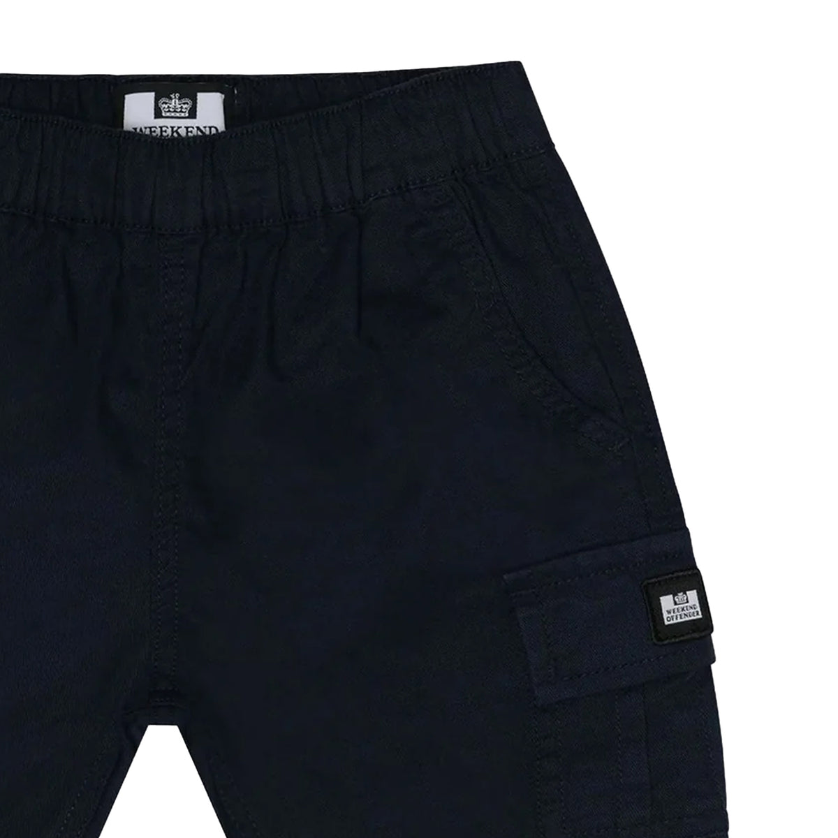 Black - Side - Weekend Offender Mens High Desert Elasticated Waist Cargo Shorts