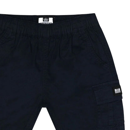 Navy - Side - Weekend Offender Mens High Desert Elasticated Waist Cargo Shorts